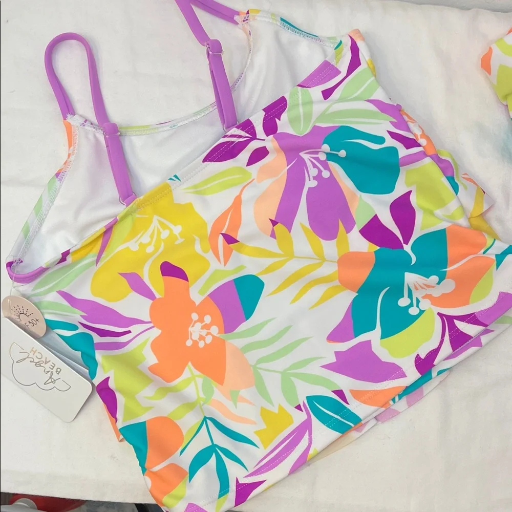 Angel Beach Tropical Floral Tankini Size 14 NWT